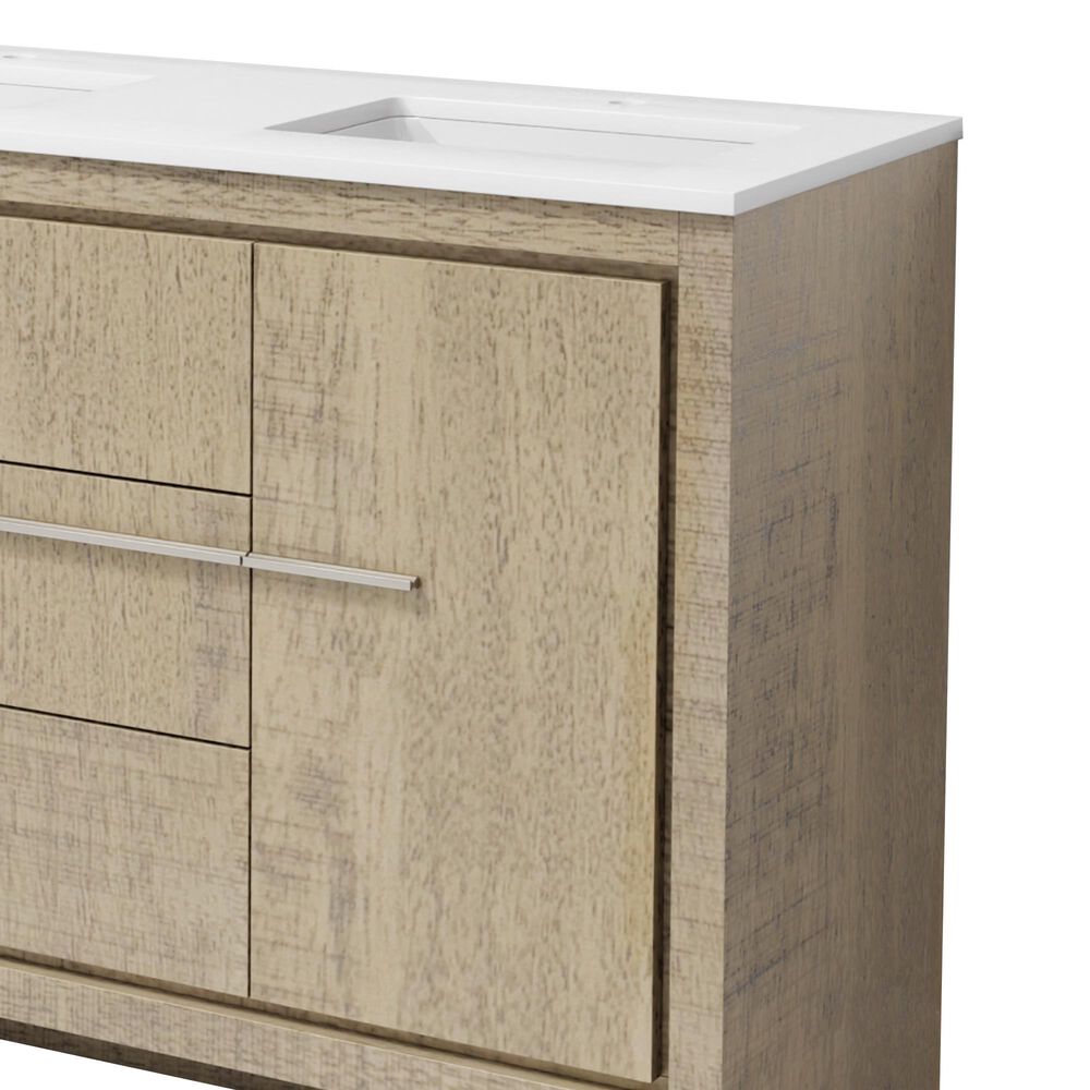 Lexora Home Lafarre 48" Double Bathroom Vanity in Rustic Acacia with 2 cm White Cultured Marble Top and Rectangular Sinks, , large