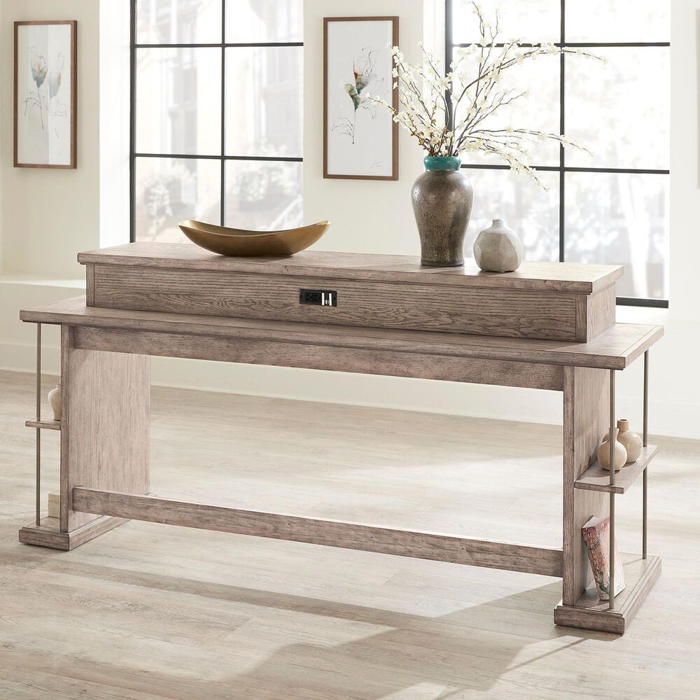 Belle Furnishings City Scape Console Bar Table in Burnished Beige, , large