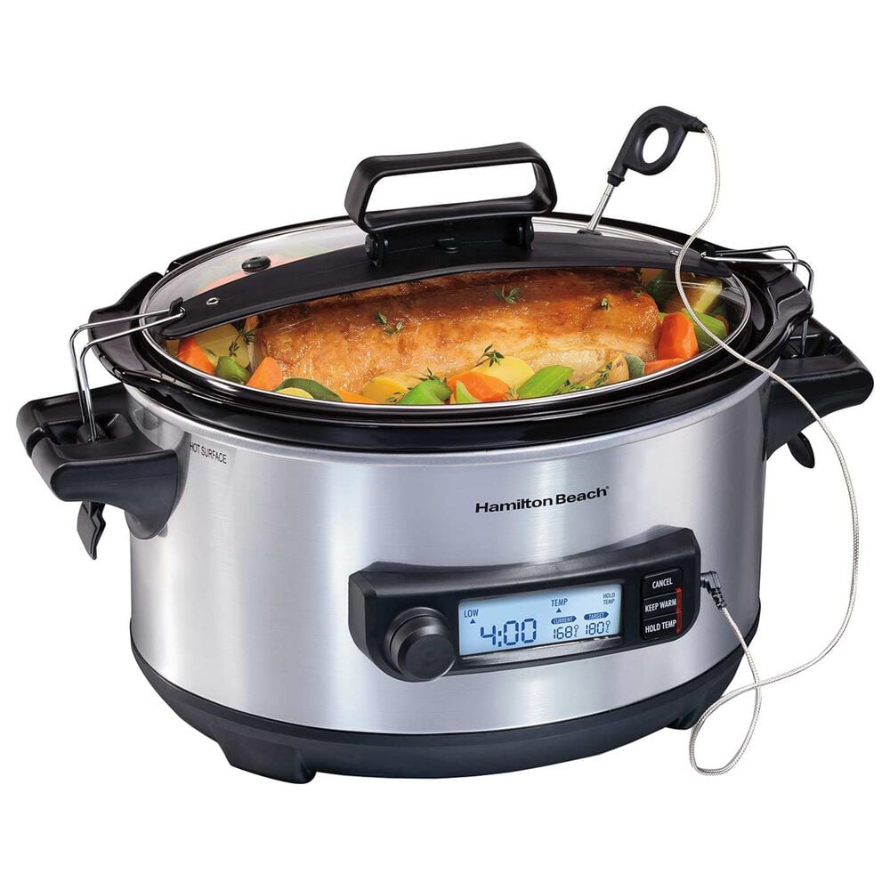 Hamilton Beach 6-Quart Advanced Temp Tracker Slow Cooker in Stainless Steel, , large