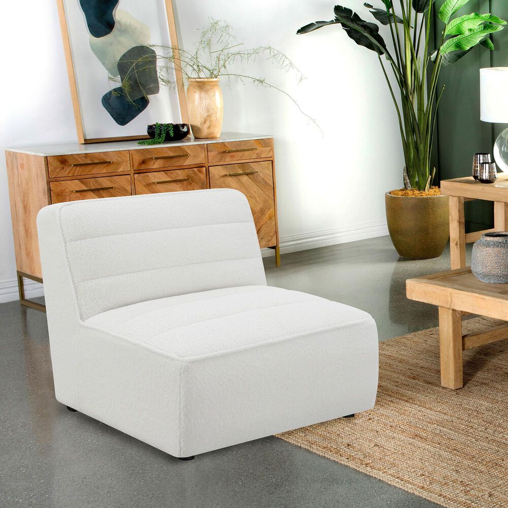 Coaster Sunny Armless Chair in Ivory, , large