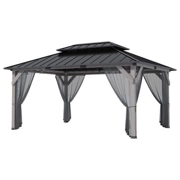 HOMLUX 12" x 16" Patio Hardtop Gazebo with Wood Posts in Light Gray, , large