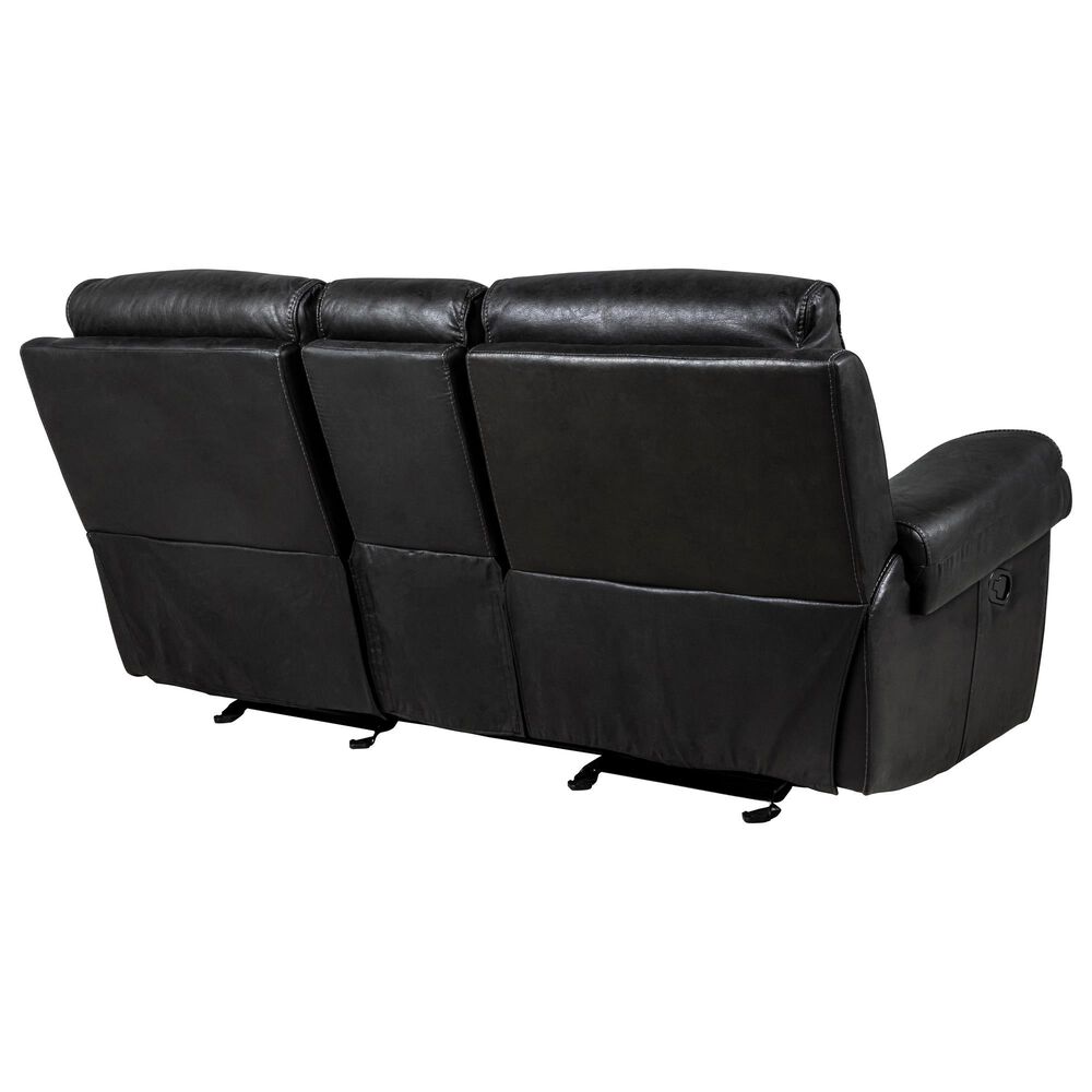 Fan Creek Manual Reclining Loveseat with Console in Black, , large