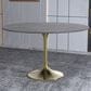 Leisuremod LeisureMod Verve Collection 48 Round Dining Table, Brushed Gold Base with Sintered Stone Grey Top, , large