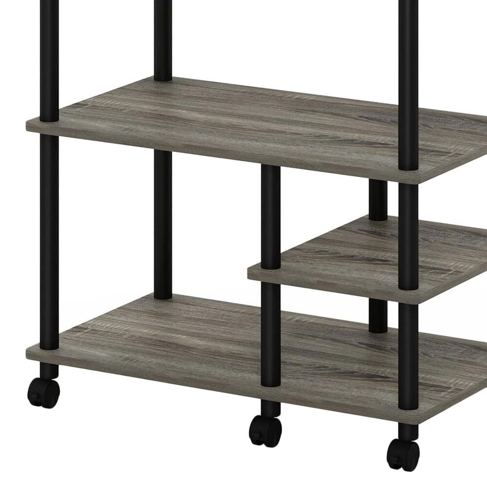HOMLUX Turn-N-Tube 4-Tier Kitchen Storage Cart in French Oak Grey and Black, , large
