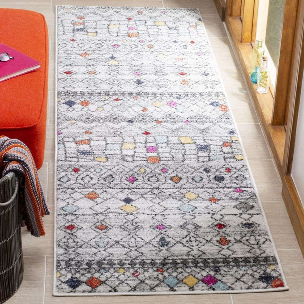 Safavieh Adirondack ADR204F 2&#39;6&quot; x 8&#39; Light Grey and Fuchsia Runner, , large