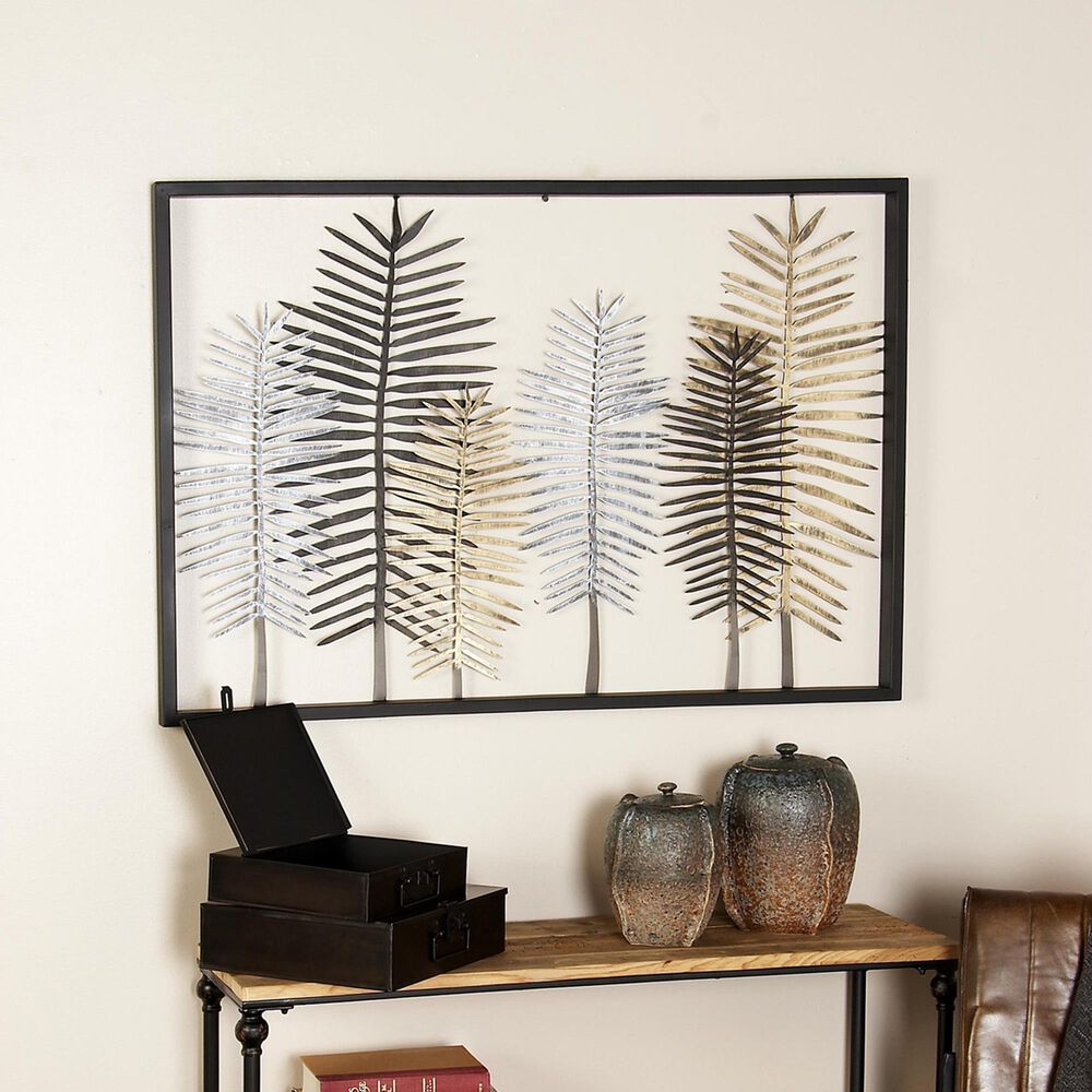 Maple and Jade 30&quot; x 45&quot; Forest of Leaves Wall Decor in Matte Black, , large
