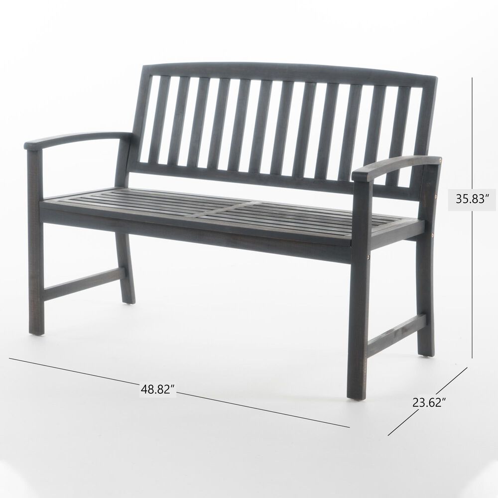 Hearth and Haven Loja Patio Bench in Dark Grey, , large