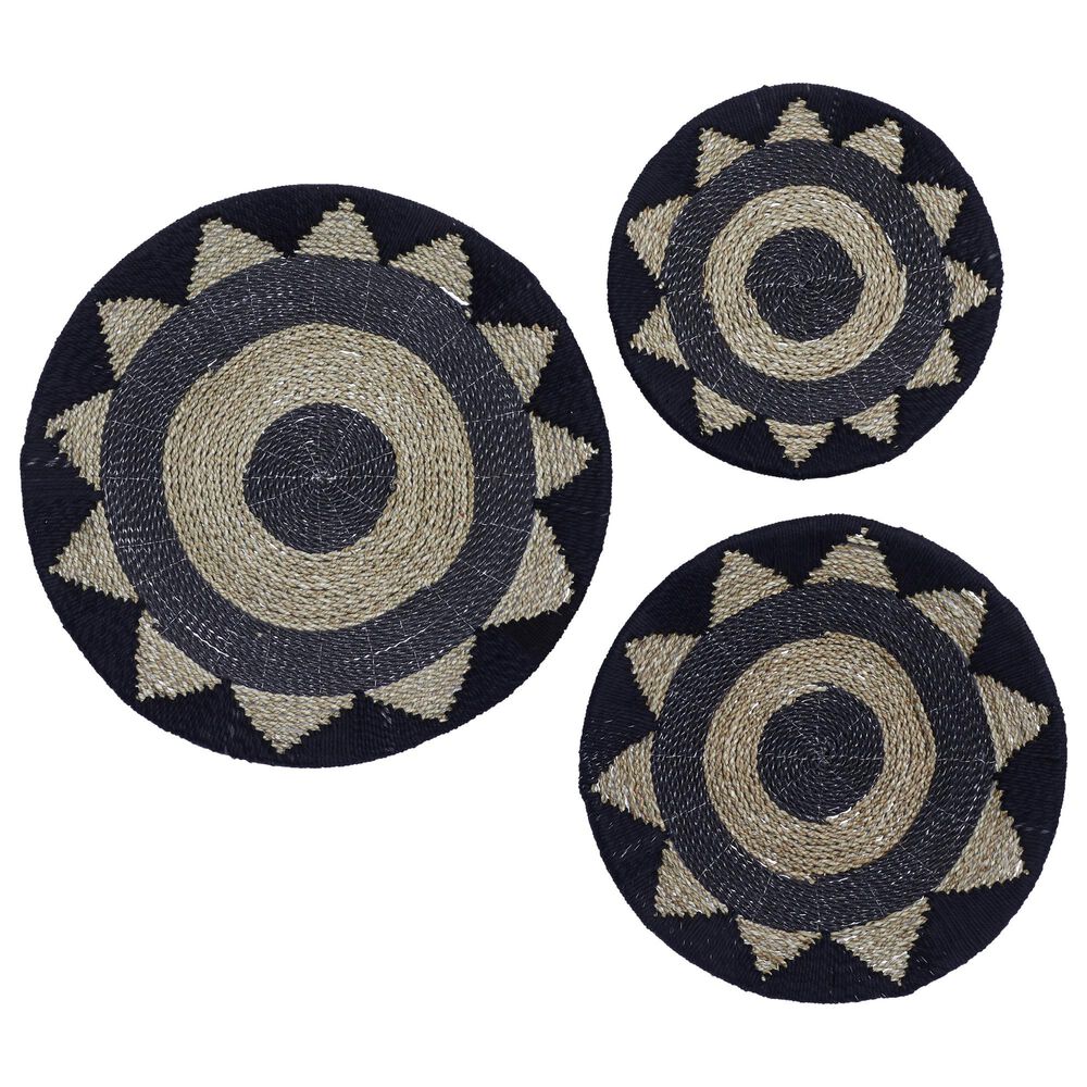 Maple and Jade 24" x 24" Bohemian Abstract Wall Decor in Black (Set of 3), , large