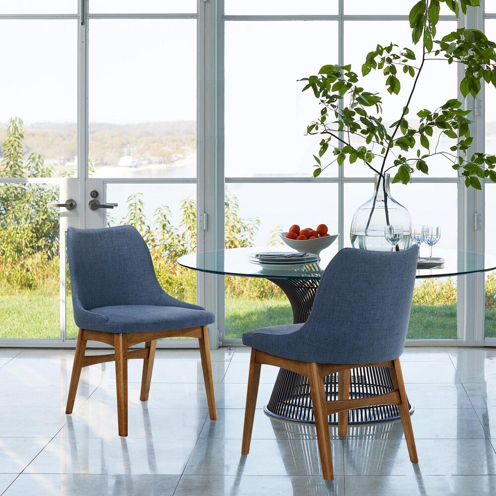 Blue River Arcadia and Azalea 5-Piece 42&quot; Dining Set with Blue Cushion in Walnut, , large