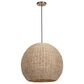 Uttermost 1-Light Seagrass Dome Pendant in Antique Brass, , large