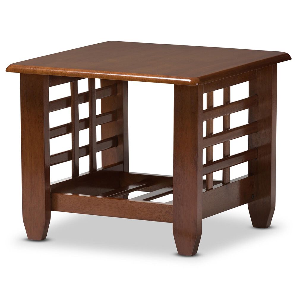 Baxton Studio Larissa End Table in Cherry Brown, , large