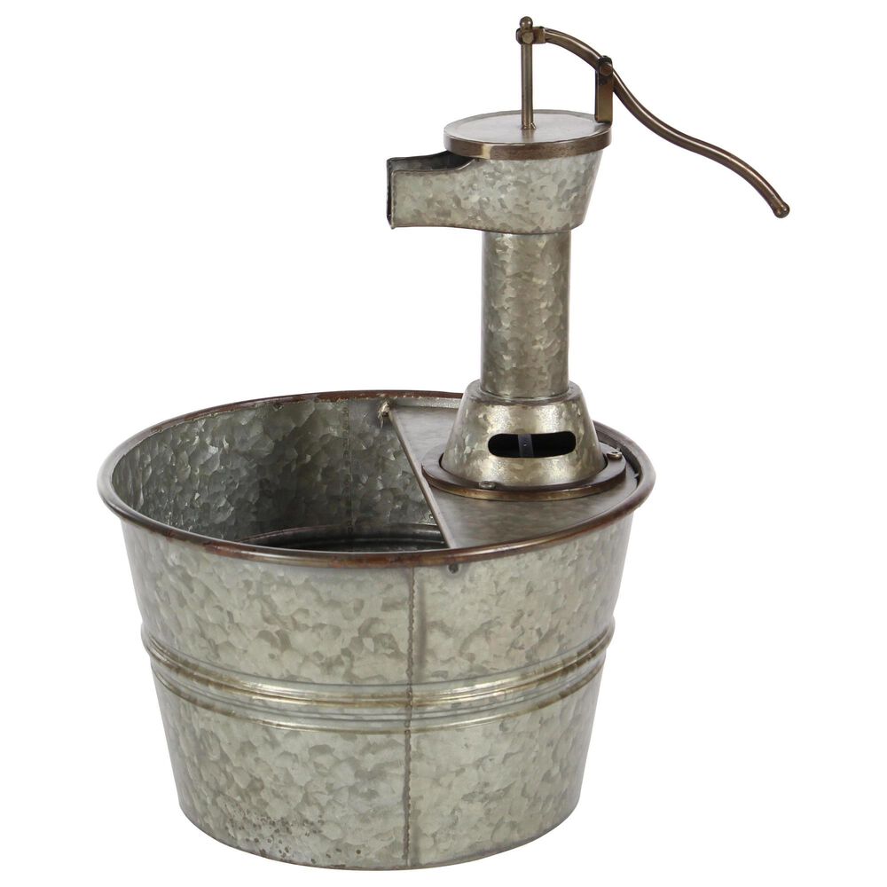Maple and Jade Indoor/Outdoor Fountain with Pump Faucet in Galvanized Gray, Rusted Brown and Black, , large