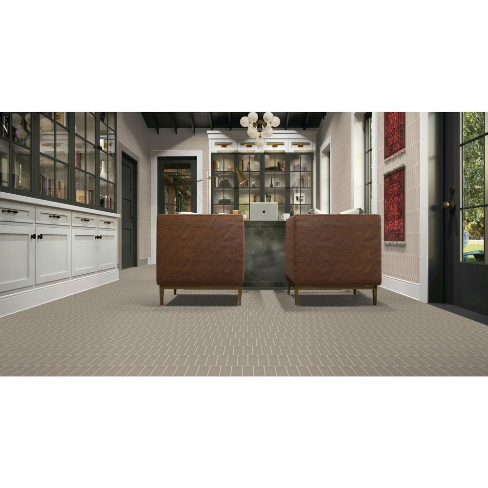 Dal-Tile Artefino Element Sand 1.5" x 6" Capsule on 12" x 13" Porcelain Mosaic Sheet, , large