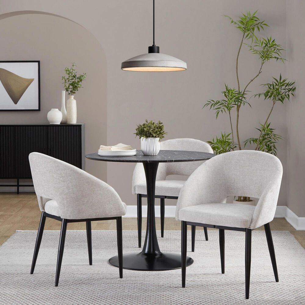 LumiSource Renee Upholstered Contemporary Chair in Black Metal and Silver Fabric by LumiSource, , large
