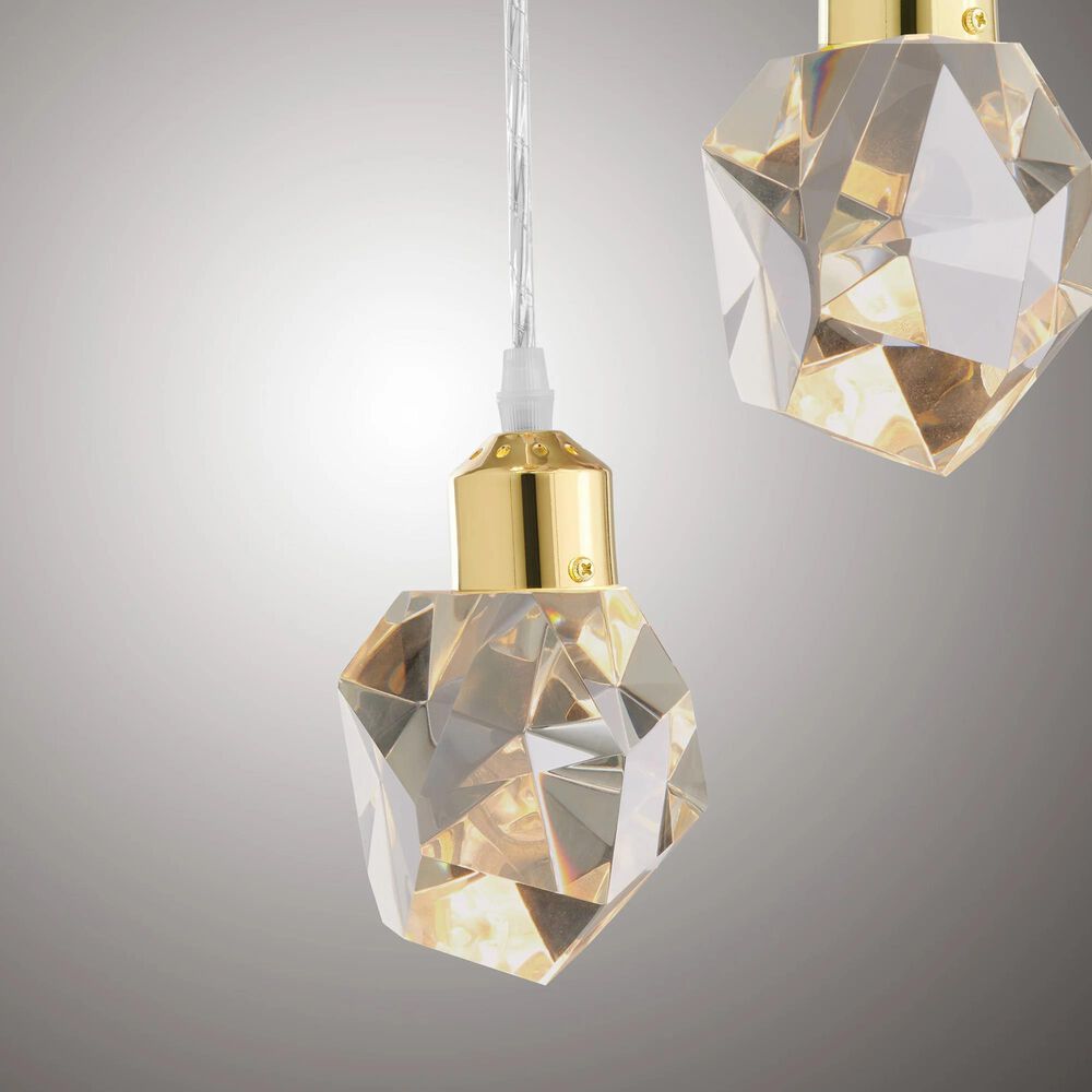 Lite Source Dodson LED 5-Light Pendant in Polished Brass and Crystal, , large