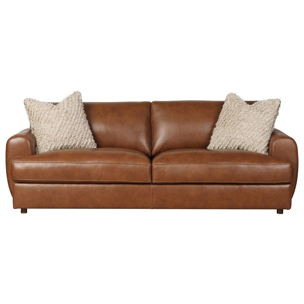 Simon Li Stationary Leather Sofa in Triomphe Light Brown, , large
