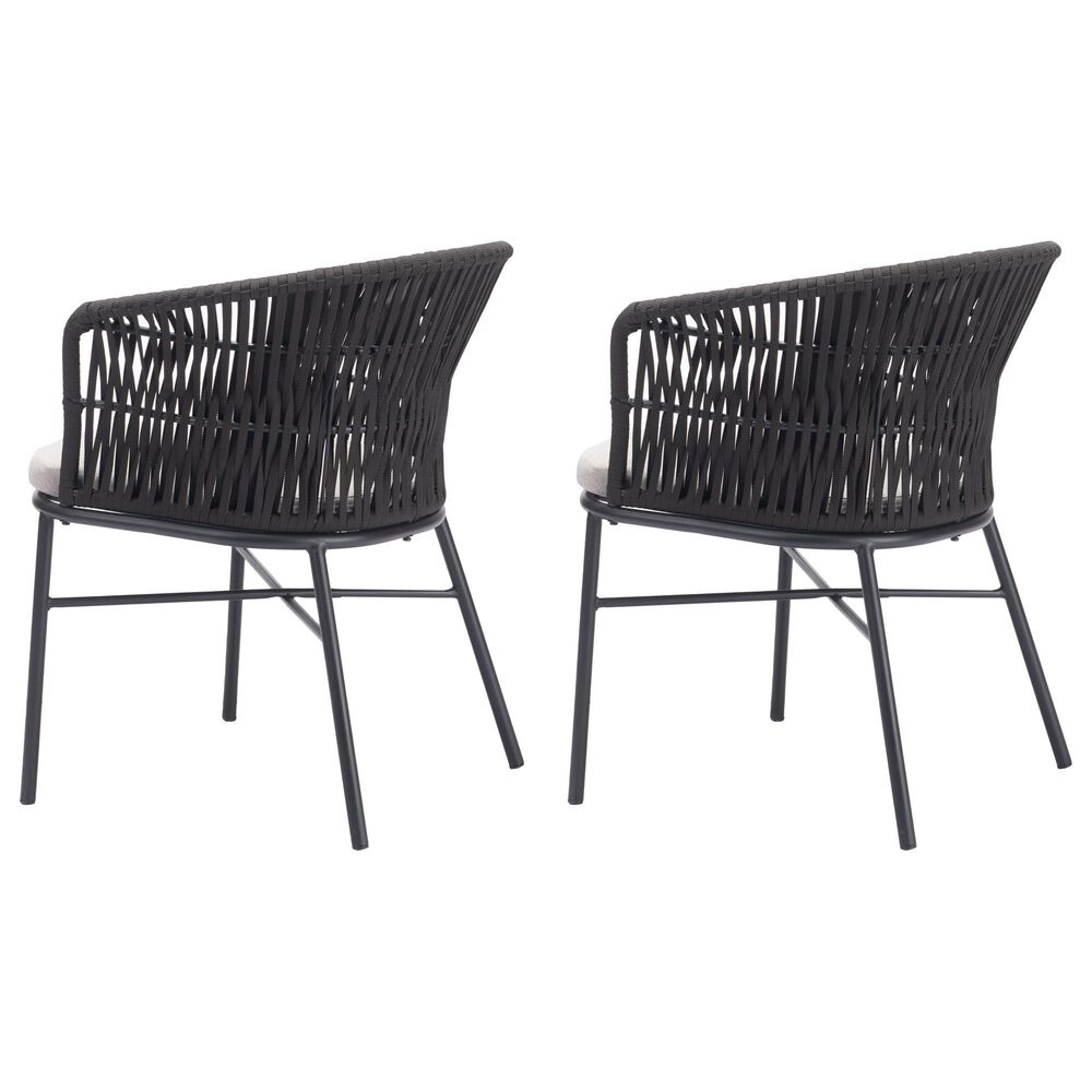 Zuo Modern Freycinet Outdoor Dining Chair with Black Back in Gray (Set of 2), , large