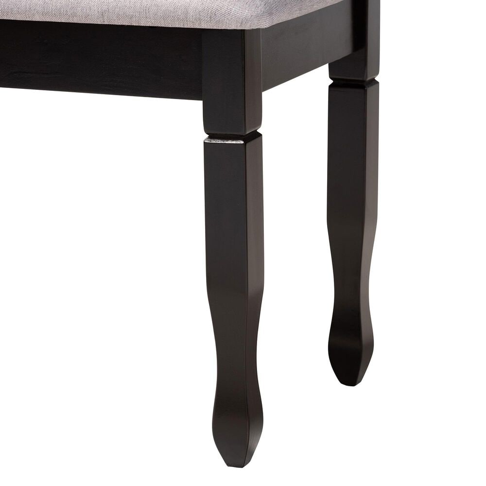 Baxton Studio Corey Dining Bench with Grey Cushion in Dark Brown, , large