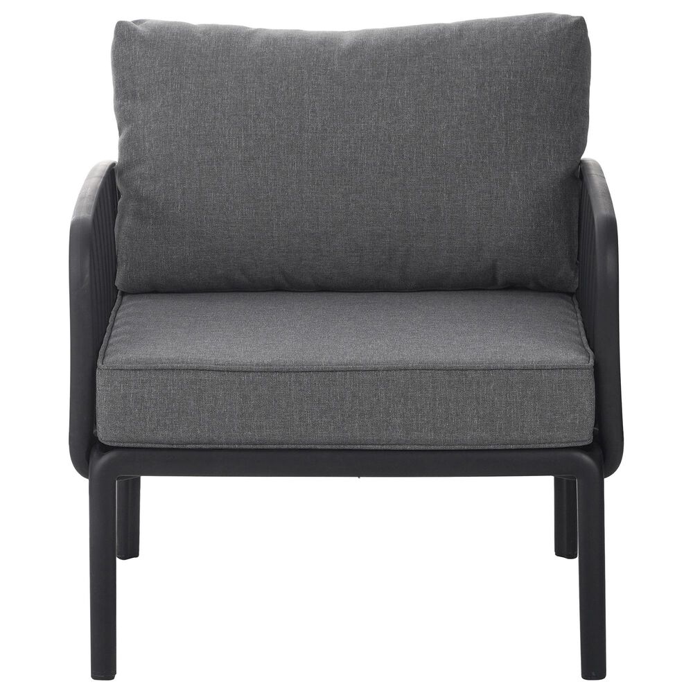 Hearth and Haven Patio Club Chair with Dark Gray Cushion in Black, , large