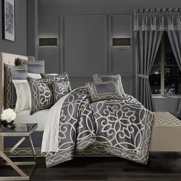J. Queen New York Deco 4-Piece Queen Comforter Set in Charcoal, , large