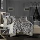 J. Queen New York Deco 4-Piece Queen Comforter Set in Charcoal, , large
