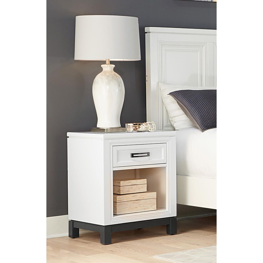 Riva Ridge Hyde Park 1-Drawer Nightstand in White and Black, , large