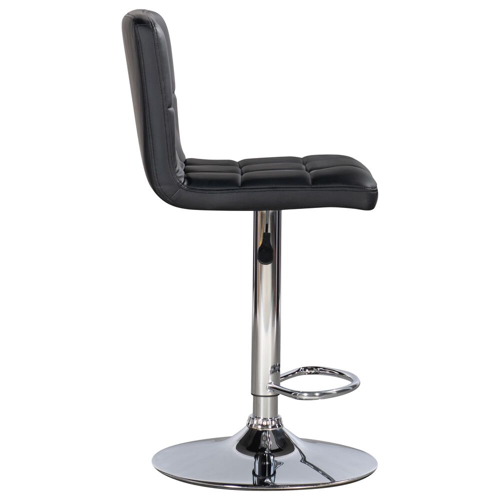 Parkerville Furniture Line Quilted Back Adjustable Swivel Bar Stool in Chrome and Black, , large