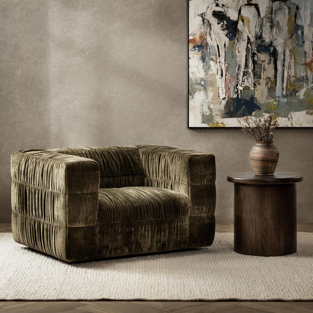 Classic Home Afeela Upholstered Swivel Chair in Fern Green, , large