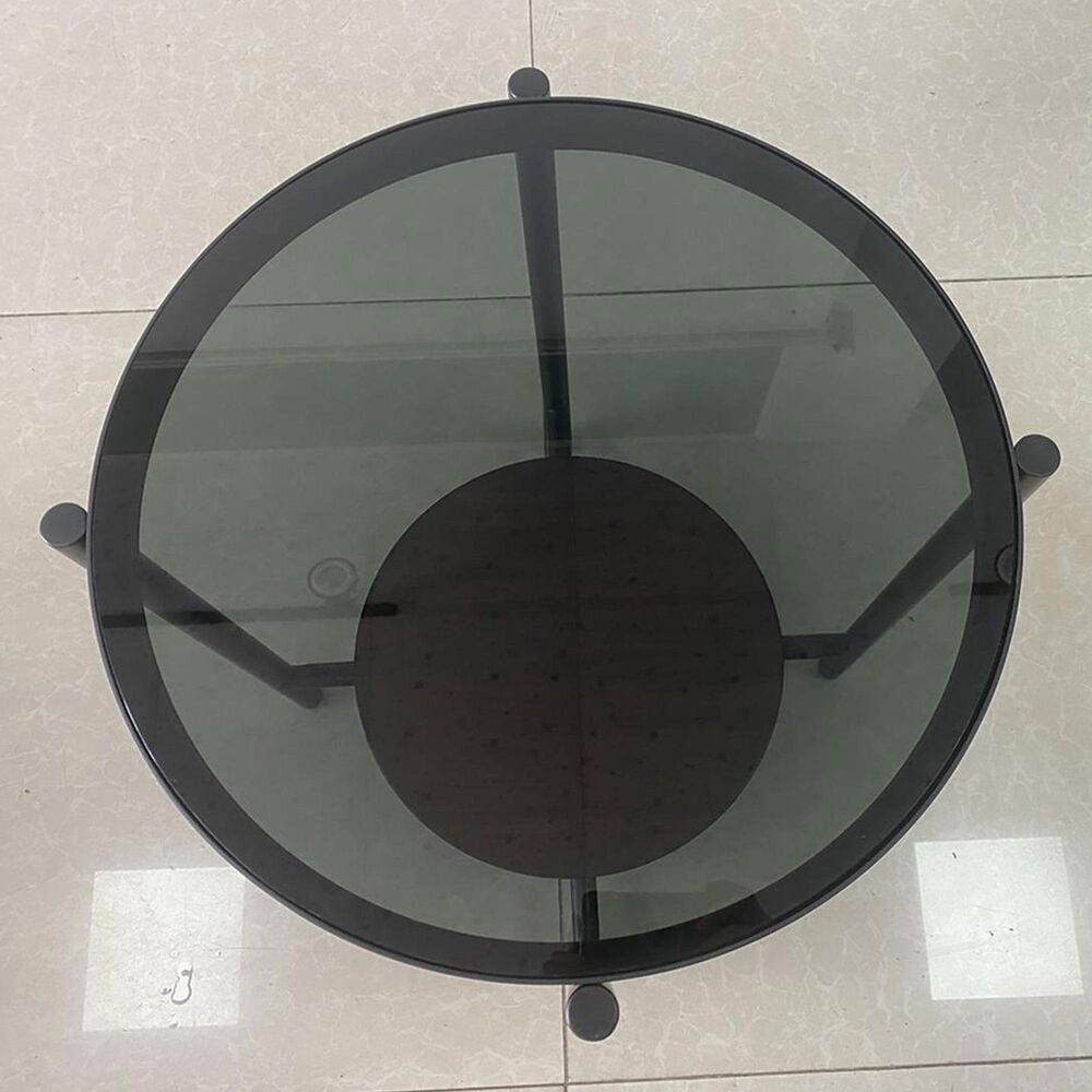 Shannon Hills Felix Round Side Table in Black and Walnut, , large