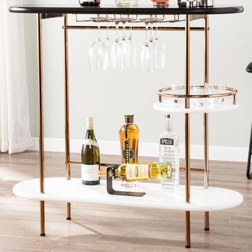 Southern Enterprises Dagney Storage Wine/Bar Table in Black/White/Champagne, , large