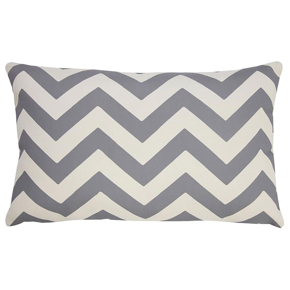 L.R. RESOURCES 14" x 20" Chevron Outdoor Pillow in White and Gray, , large