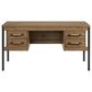 Hawthorne Furniture Norcross 60" Half Pedestal Desk in Hickory and Black, , large