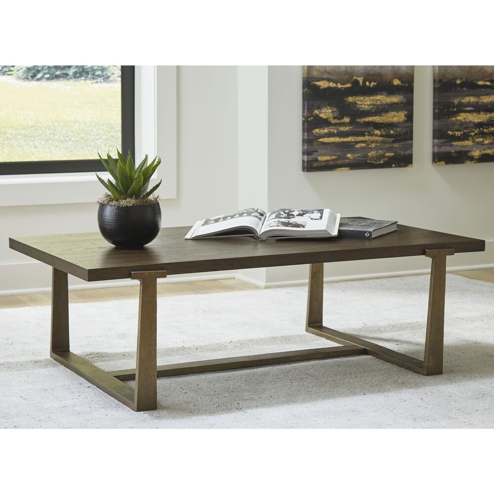 Ashley Balintmore Retangular Coffee Table in Warm Brown and Antiqued Gold, , large