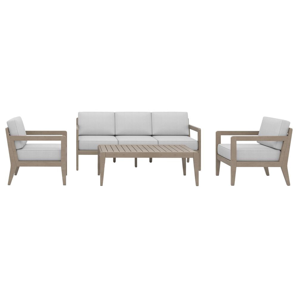 Homestyles Sustain 4-Piece Patio Conversation Set with Coffee Table in Stain Brown, , large