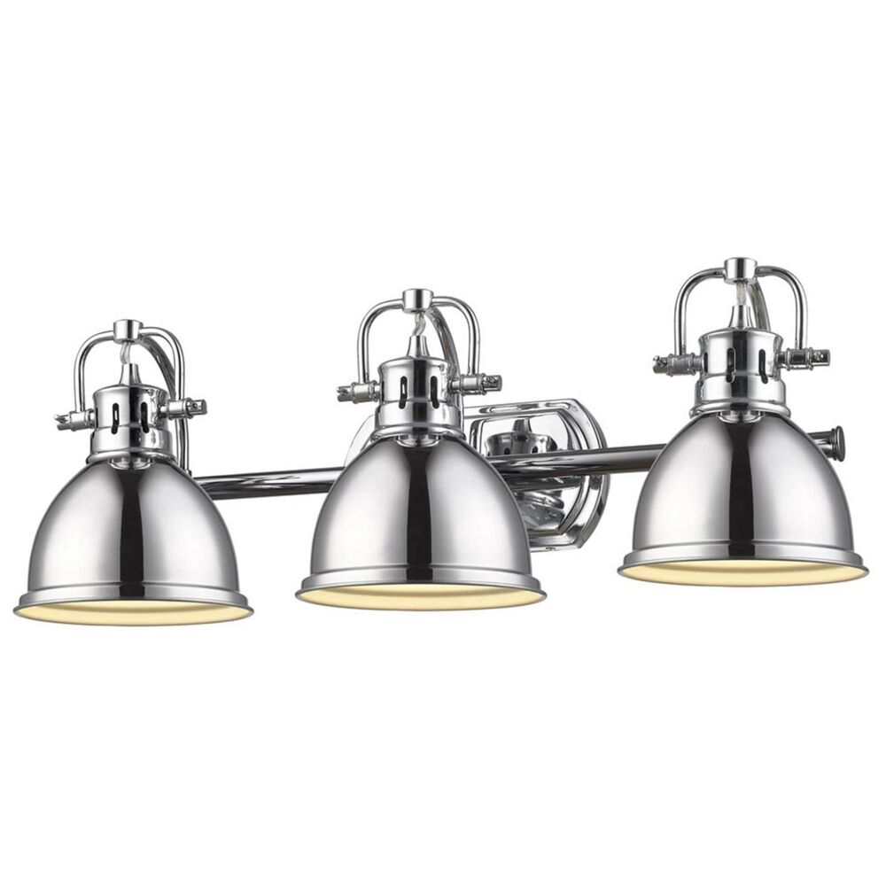 Golden Lighting Duncan 3-Light Bath Vanity in Chrome with Chrome Shades, , large