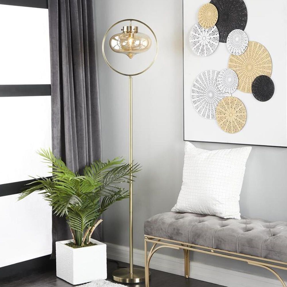 Maple and Jade 65&quot; Floor Lamp in Gold, , large