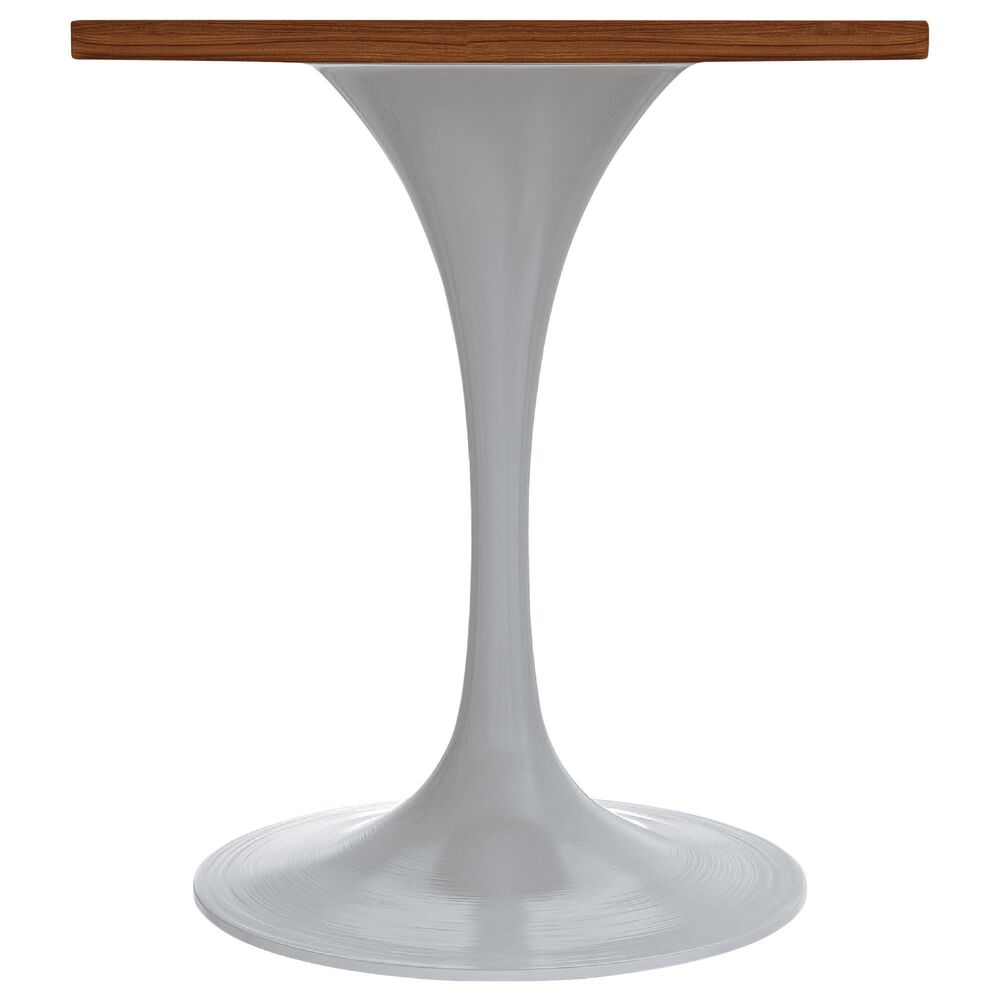 Leisuremod LeisureMod Verve Collection 27 Round Dining Table, White Base with Cognac Brown MDF Top, , large