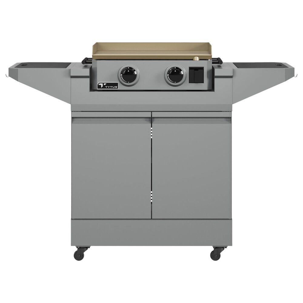 Tytus Emberwood Grill and Prep Cart with 2-Burner 22" Gas Tabletop Griddle in Gunmetal Gray, , large