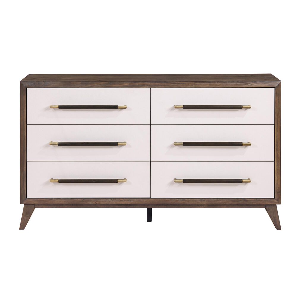 Austin Group Furniture, Llc Sophia 6-Drawer Dresser in Walnut Brown and White, , large