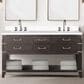 Lexora Home Norwalk 60" Double Bathroom Vanity in Brown Oak with White Cultured Marble Top  and Rectangle Sink, , large