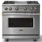 Viking Range 36" Freestanding Sealed Burner Gas Range with Brushed Brass Accents in Stainless Steel, , large