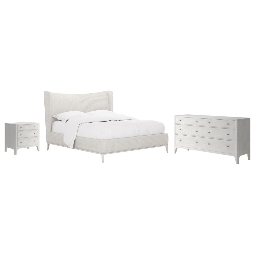 Vantage Mezzanine King Upholstered Wingback Bed with Dresser and Nightstand in Dove Gray, , large