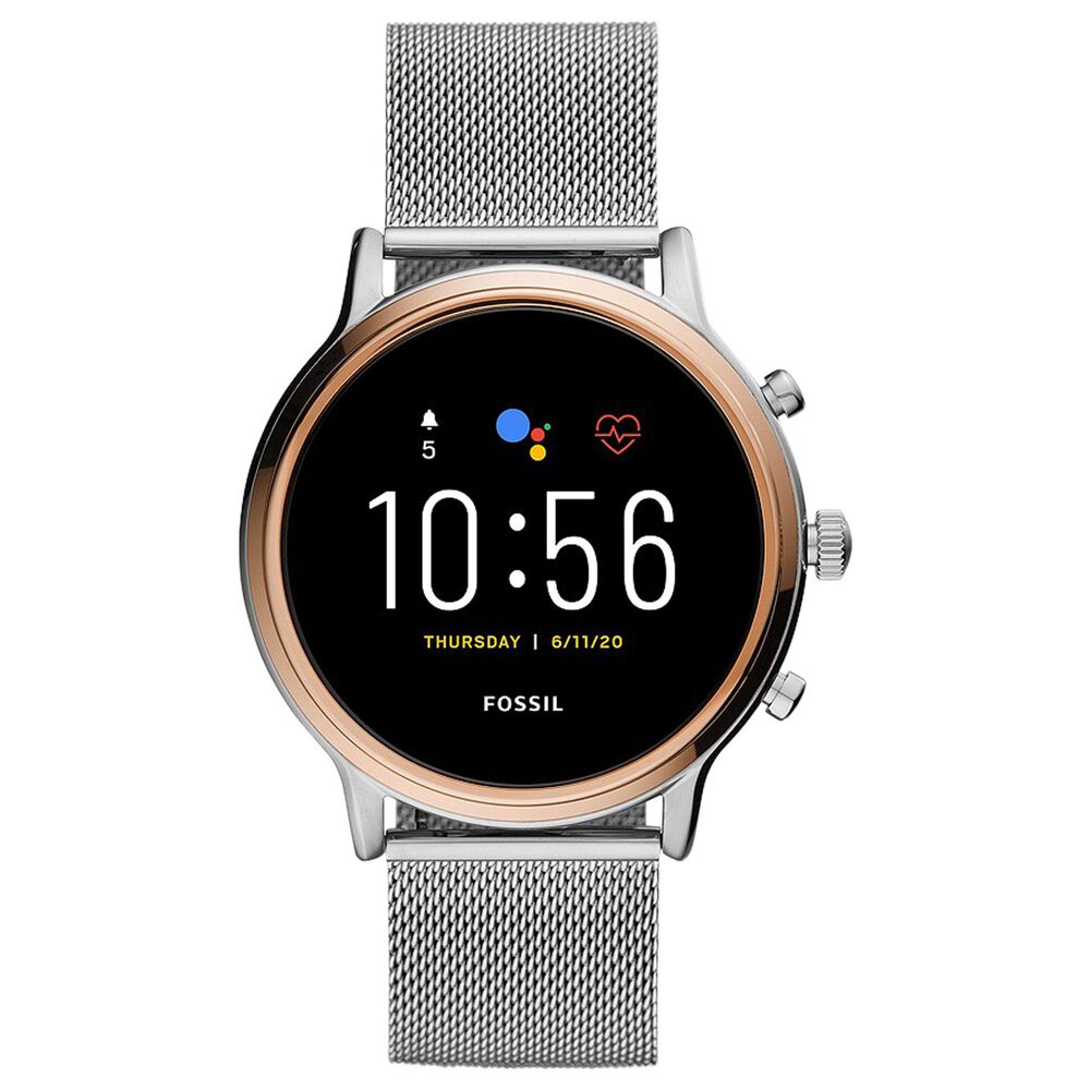 Fossil Julianna HR Gen 5 Smartwatch 44mm in Stainless Steel Mesh, , large