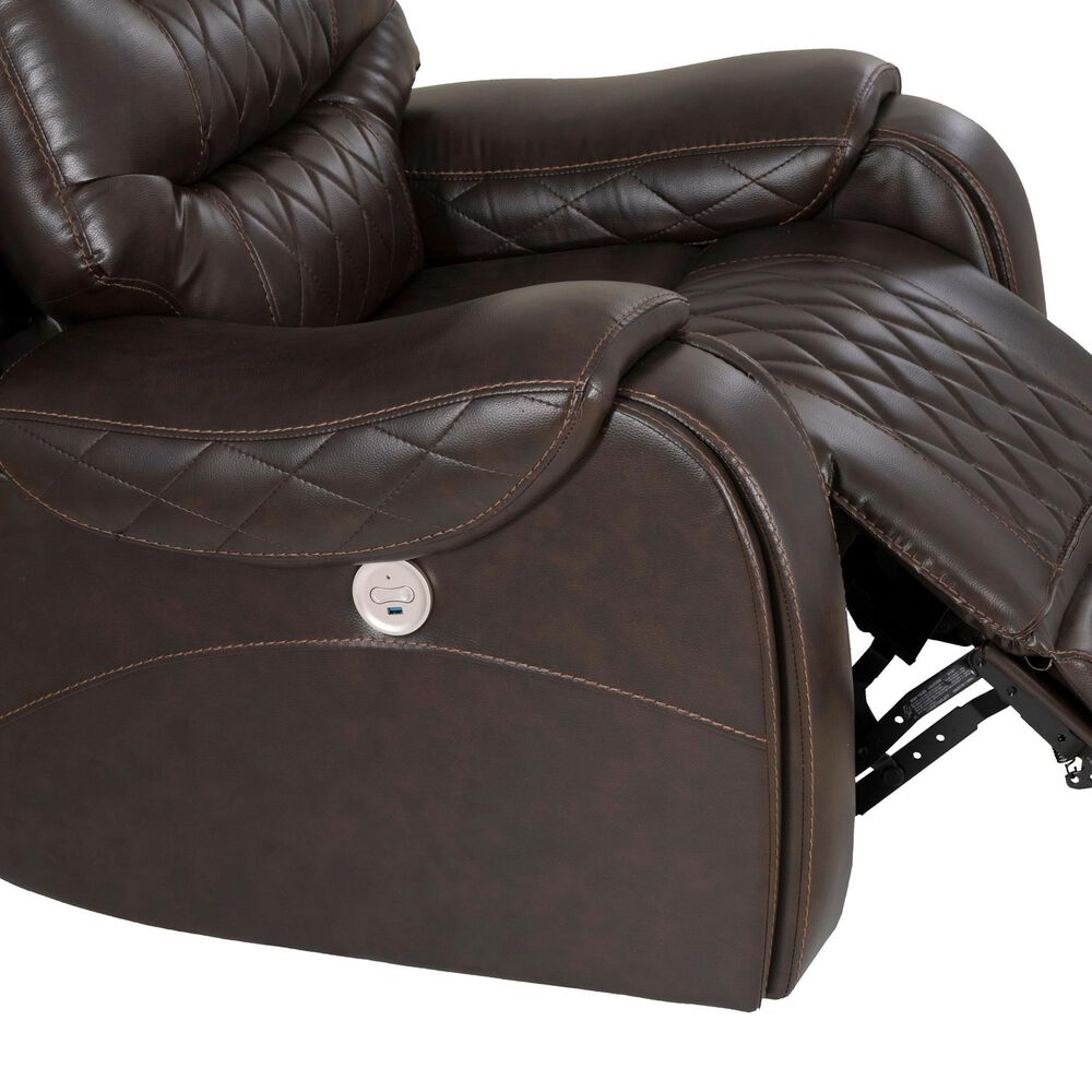 Linon Home Decor Barrett Power Glider Recliner in Rich Brown, , large