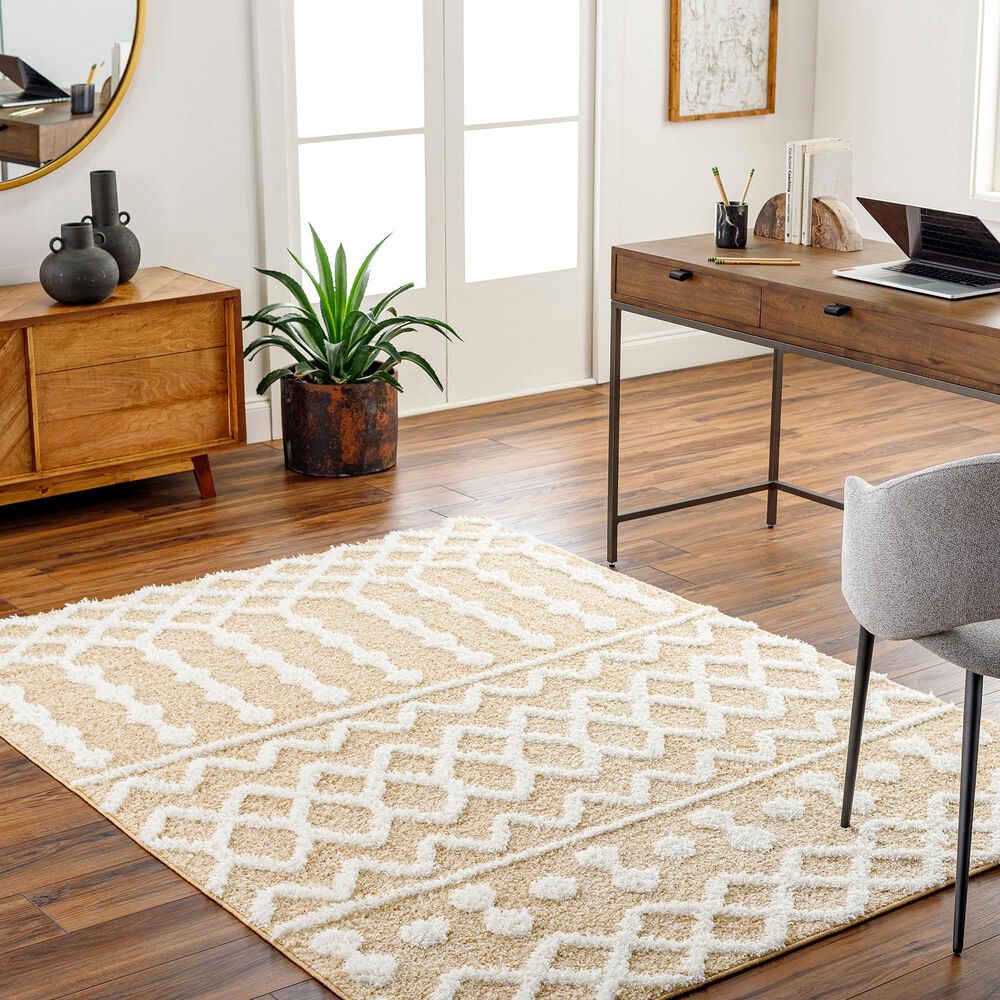 Surya Rodos Southwestern 5&#39;3&quot; x 7&#39; Mustard, White,Tan Area Rug, , large
