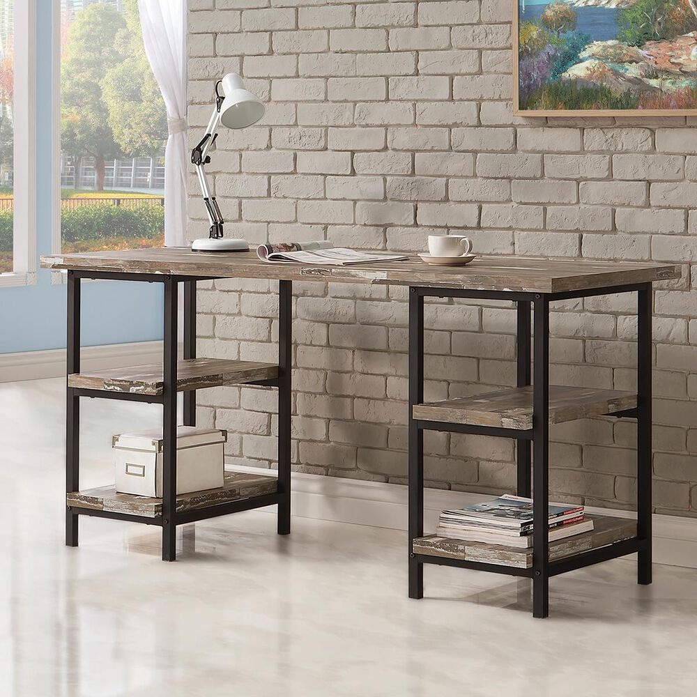 Pacific Landing Writing Desk in Salvaged Cabin and Black, , large