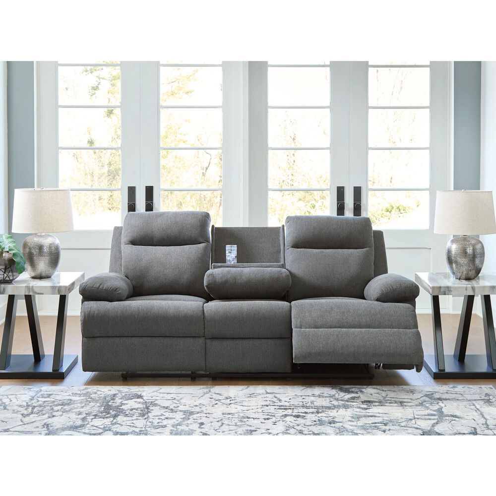 Ashley Side-Swipe Manual Reclining Sofa in Charcoal, , large