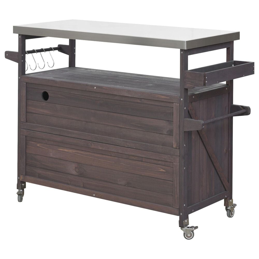 HOMLUX 50" Outdoor Kitchen Island in Dark Brown and Stainless Steel, , large
