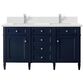 James Martin Vanities Brittany 60" Double Bathroom Vanity in Victory Blue with Single Hole 3 cm White Zeus Quartz Top and Rectangular Sinks, , large