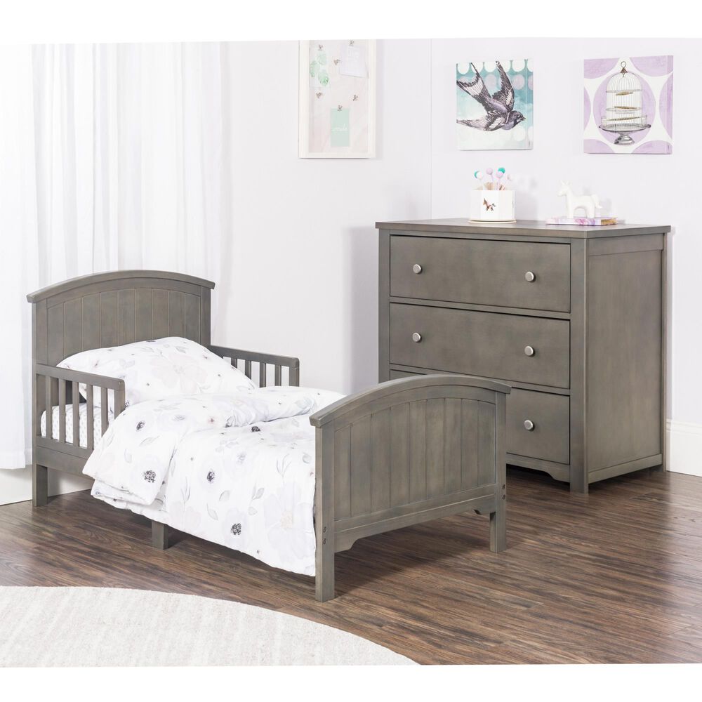 Foundations Worldwide Hampton Toddler Bed with Rails in Dapper Gray, , large